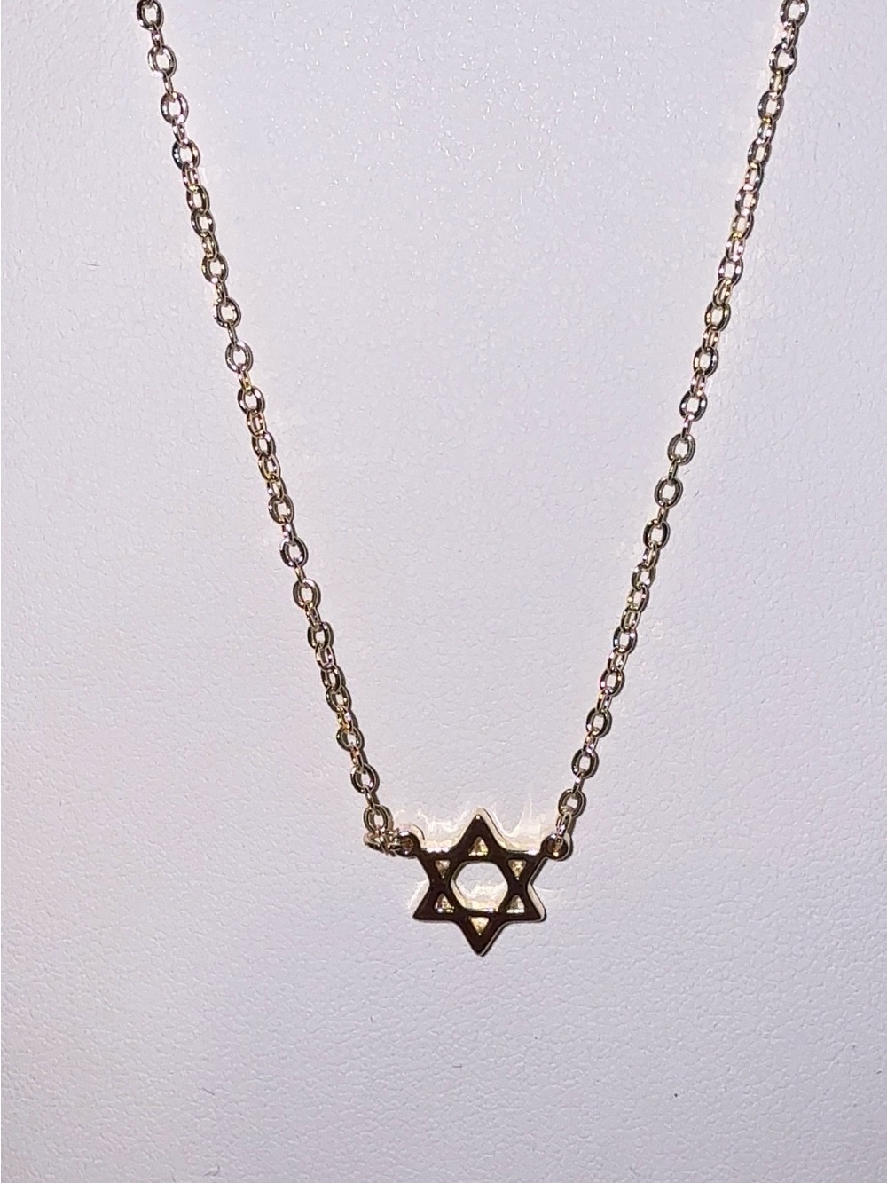 Delicate 14K Gold Plated Dainty Star of David Charm Necklace | 16-18" Adjustable